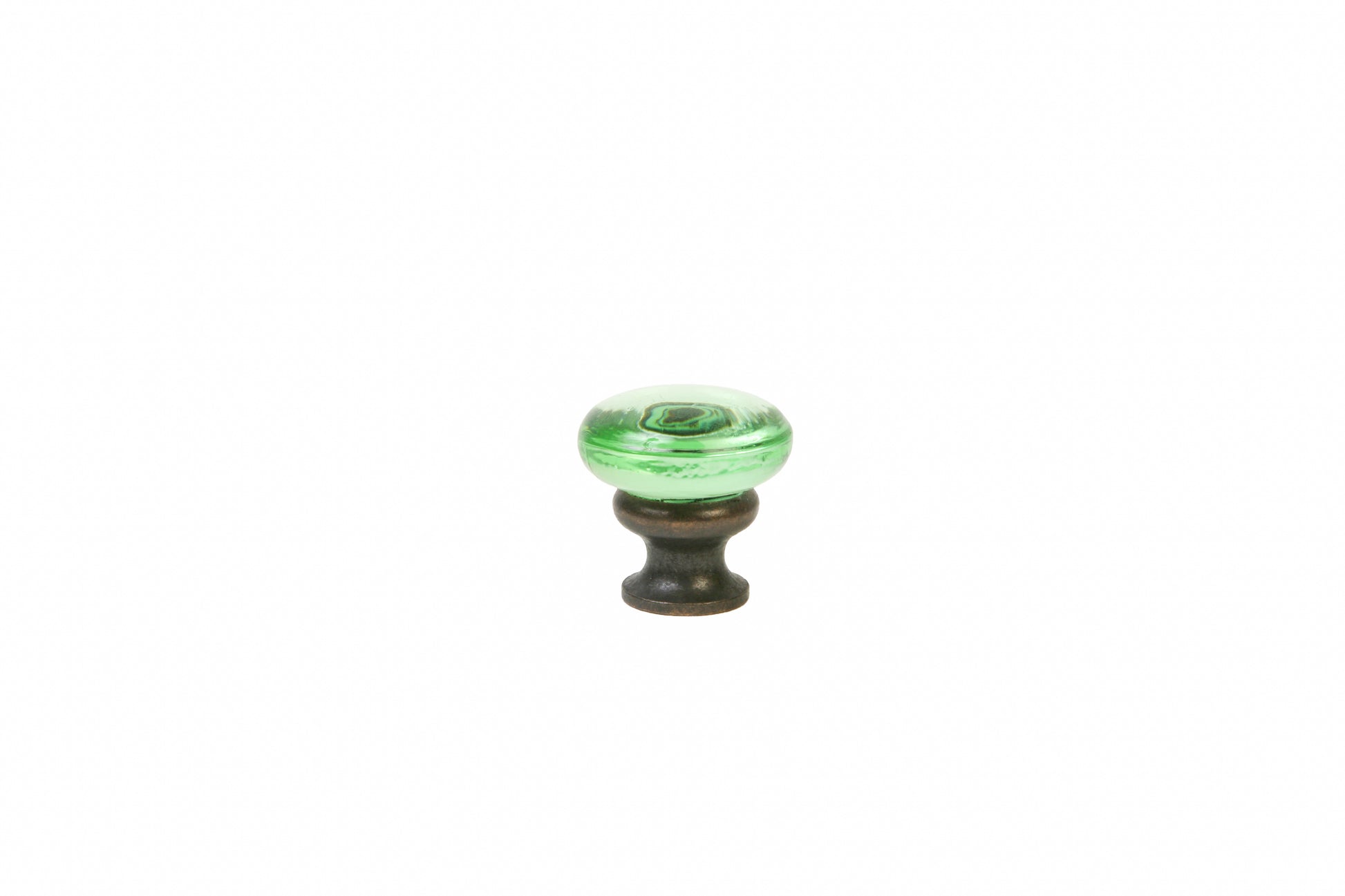 Mushroom Glass Knob by Lew's Hardware - 1-1/8" - Oil-rubbed Bronze - Transparent Green - New York Hardware