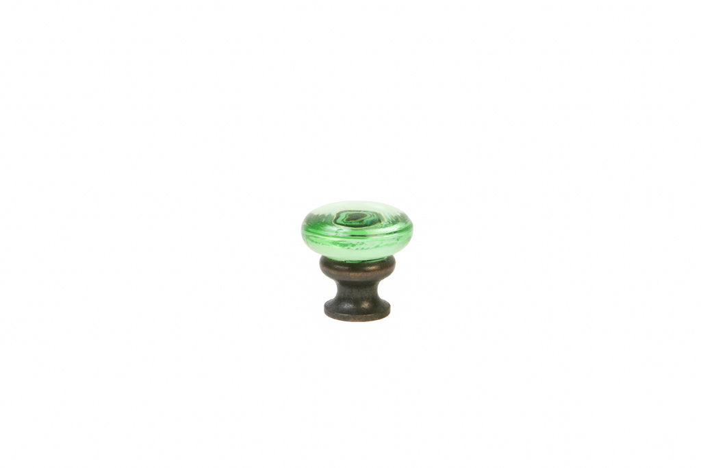 Mushroom Glass Knob by Lew's Hardware - 1-1/8" - Oil-rubbed Bronze - Transparent Green - New York Hardware
