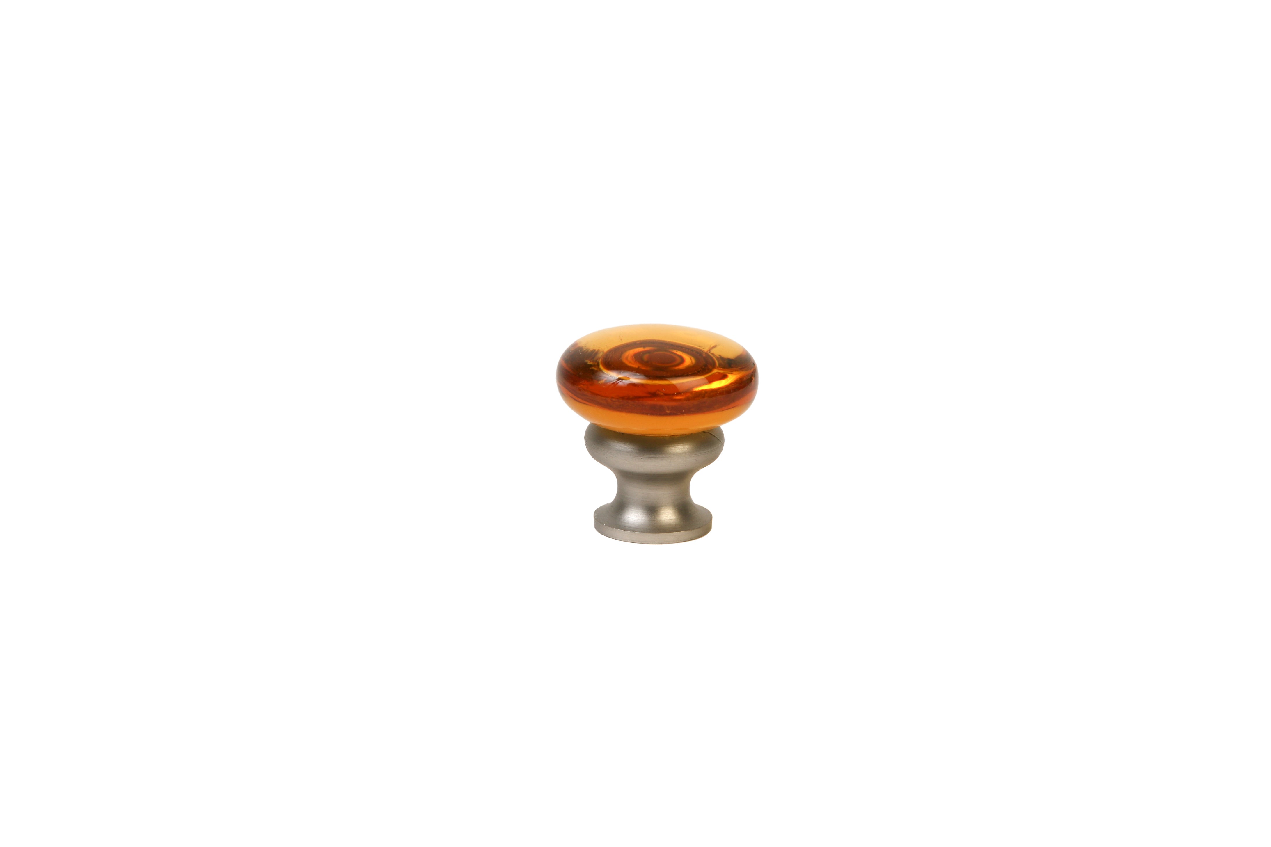 Mushroom Glass Knob by Lew's Hardware - 1-1/8" - Brushed Nickel - Transparent Amber - New York Hardware