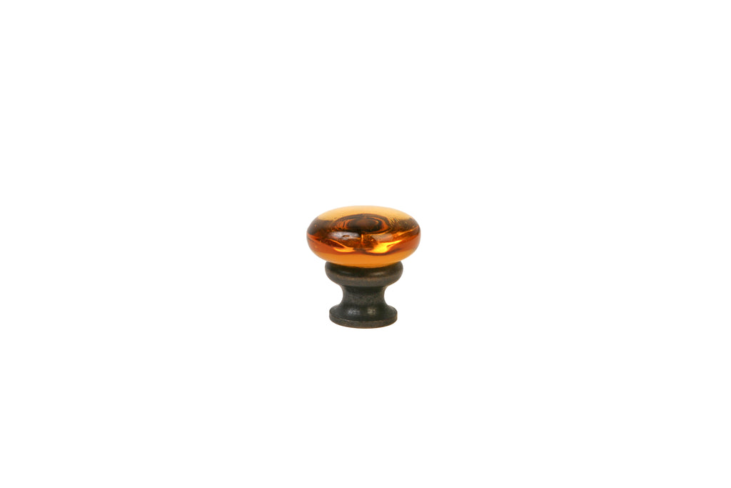 Mushroom Glass Knob by Lew's Hardware - 1-1/8" - Oil-rubbed Bronze - Transparent Amber - New York Hardware