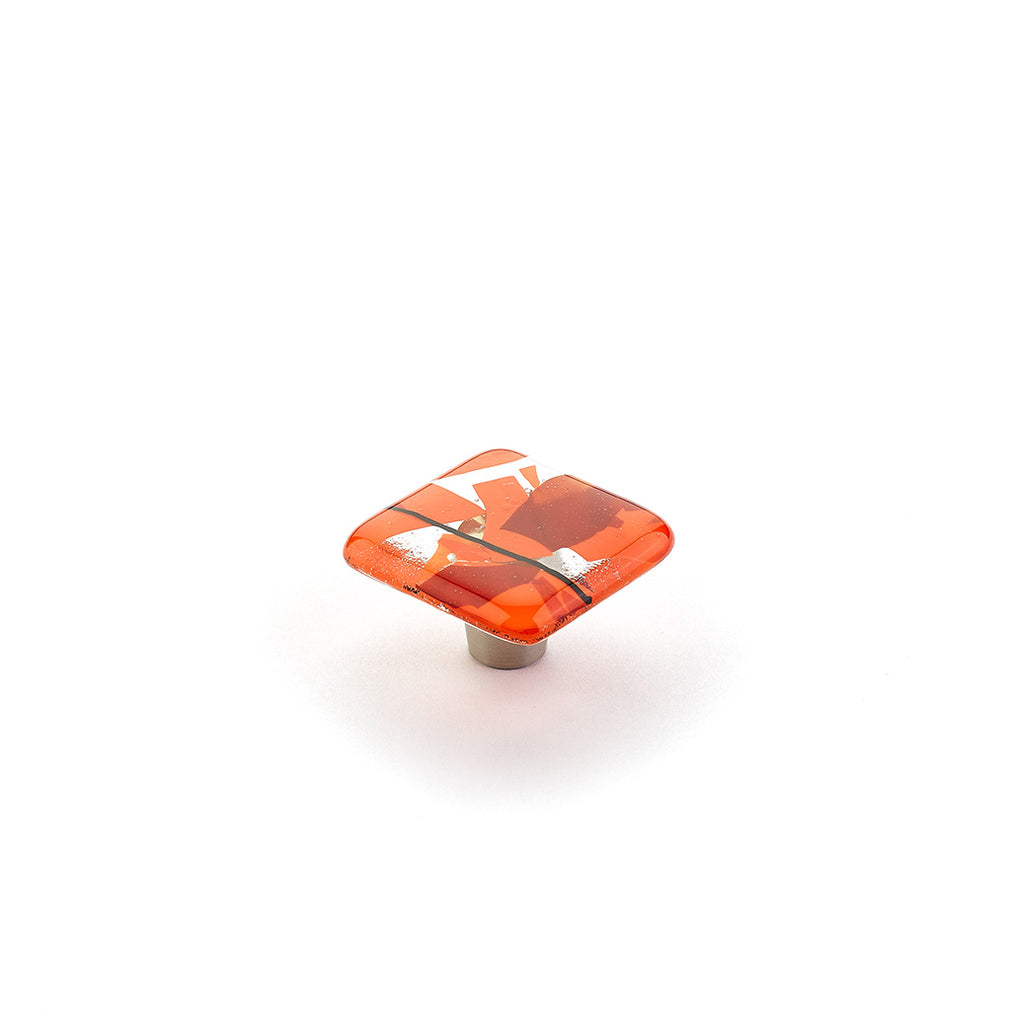 Ice Confetti Orange Glass Square Knob by Schaub - New York Hardware