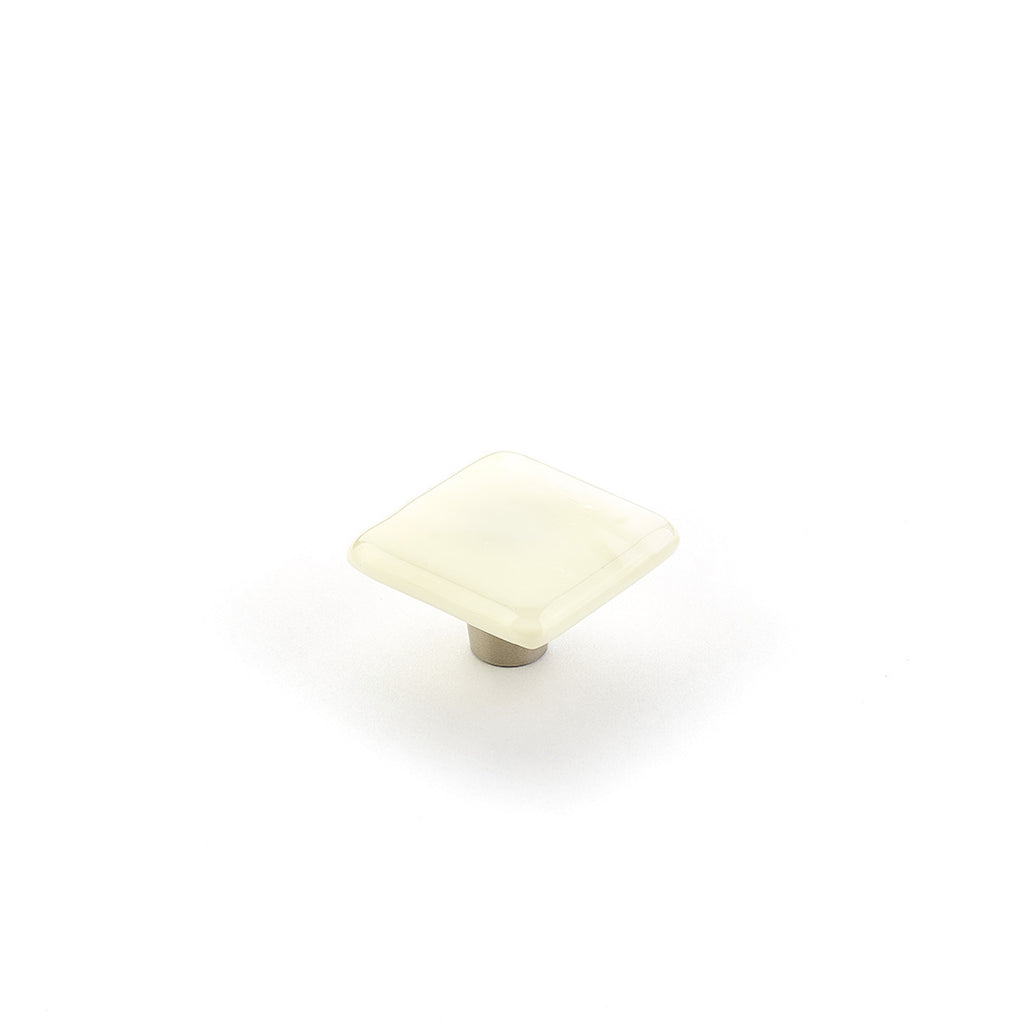 Ice Ivory Silk Glass Square Knob by Schaub - New York Hardware