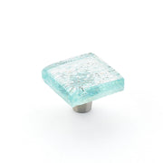 Ice Pearl Aqua Glass Square Knob by Schaub - New York Hardware