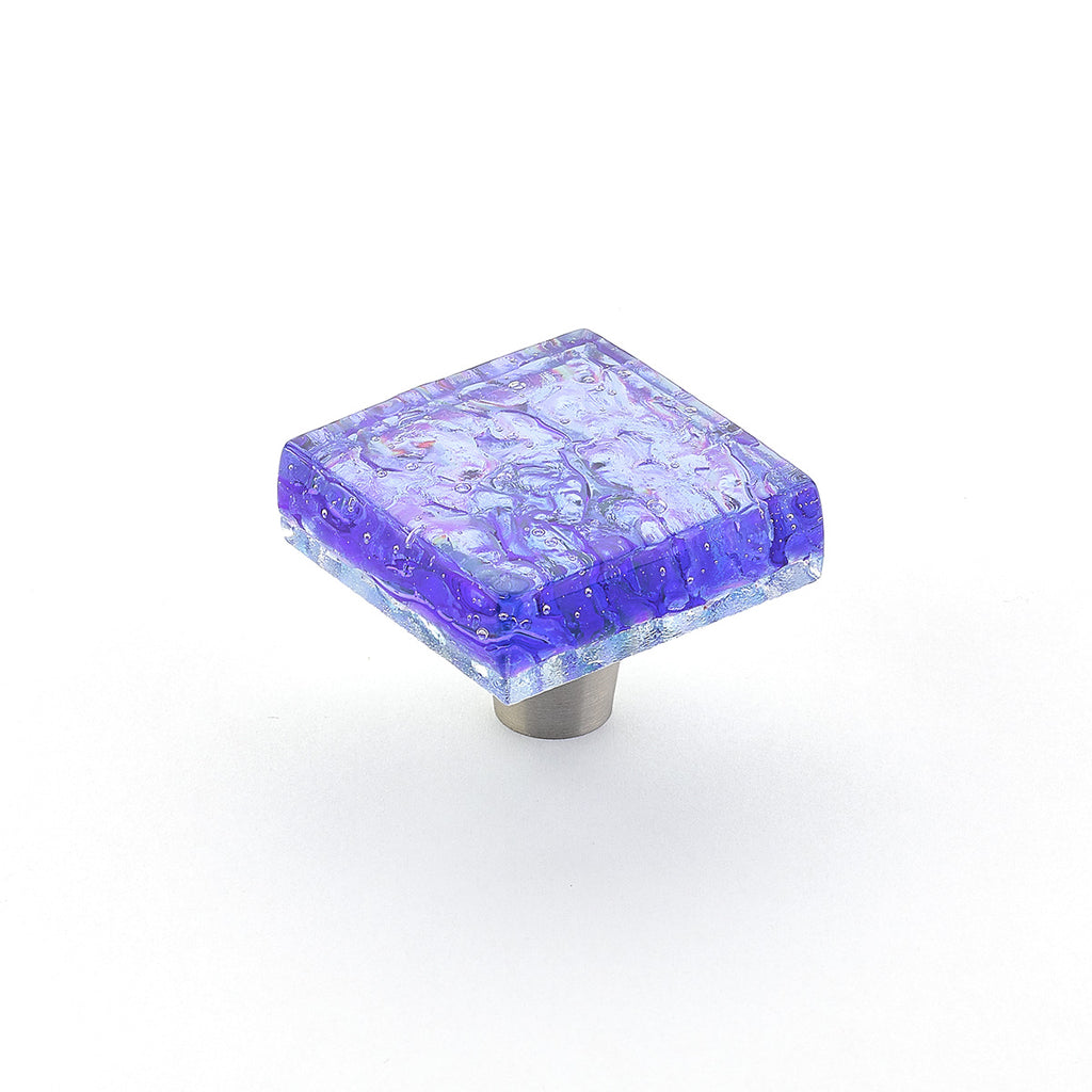 Ice Pearl Blue Glass Square Knob by Schaub - New York Hardware