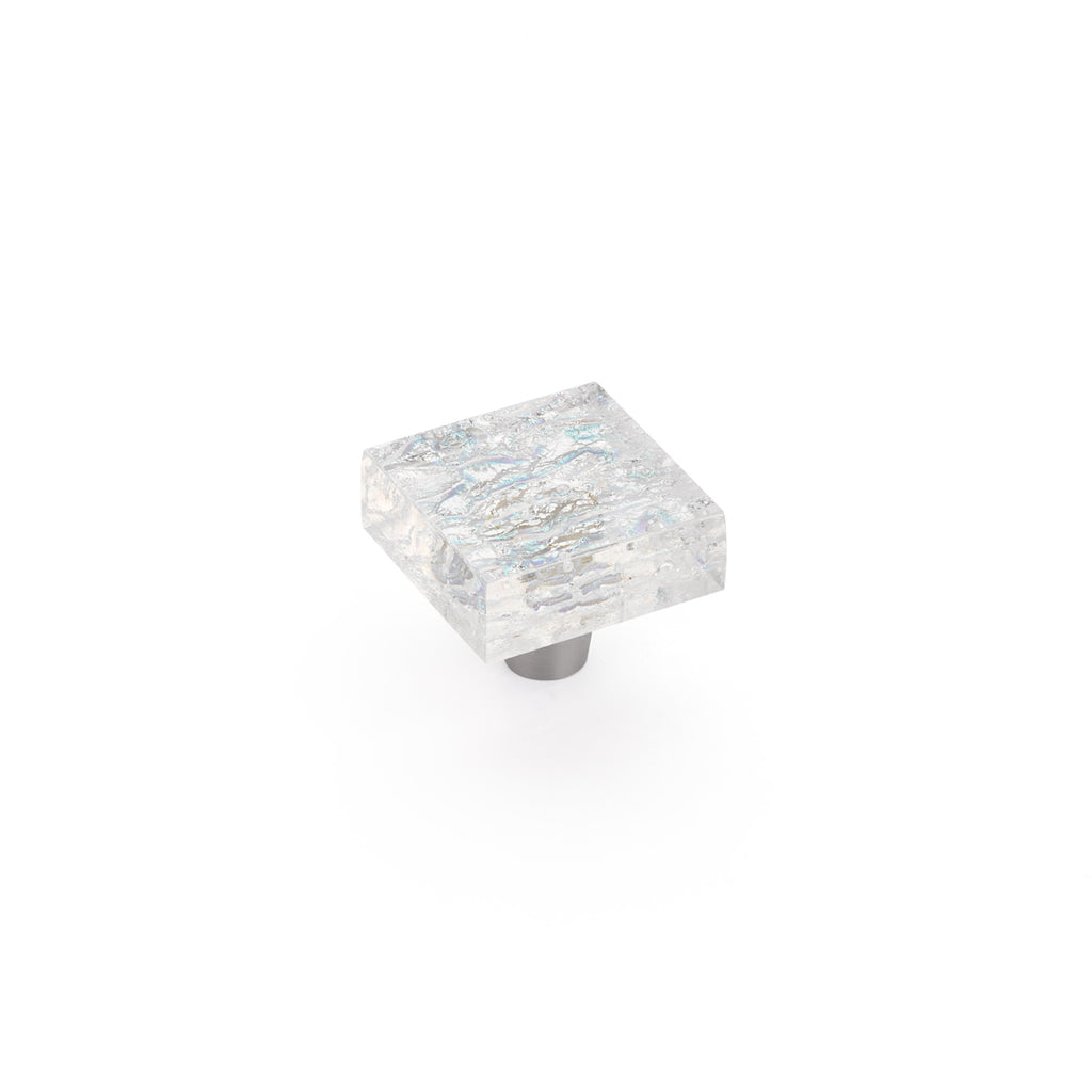 Ice Pearl Clear Glass Square Knob by Schaub - New York Hardware