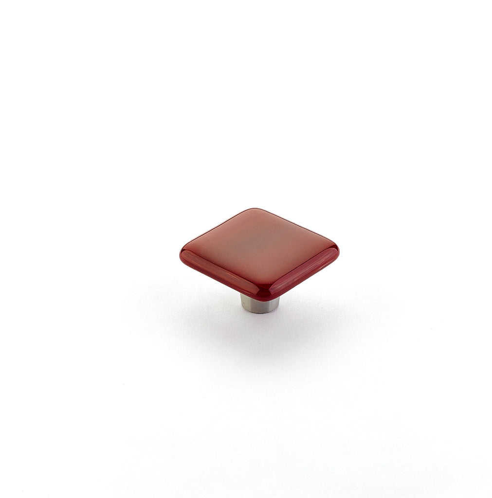 Ice Scarlet Silk Glass Square Knob by Schaub - New York Hardware