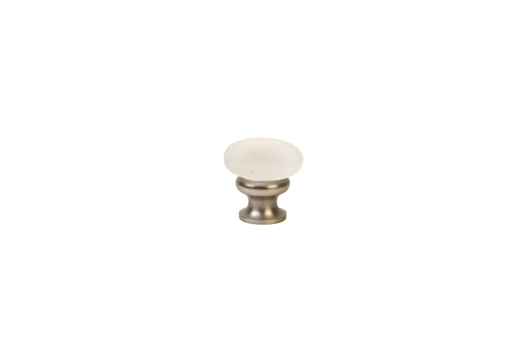 Mushroom Glass Knob by Lew's Hardware - 1-1/8" - Brushed Nickel - Frosted Clear - New York Hardware