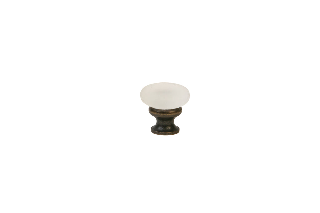Mushroom Glass Knob by Lew's Hardware - 1-1/8" - Oil-rubbed Bronze - Frosted Clear - New York Hardware