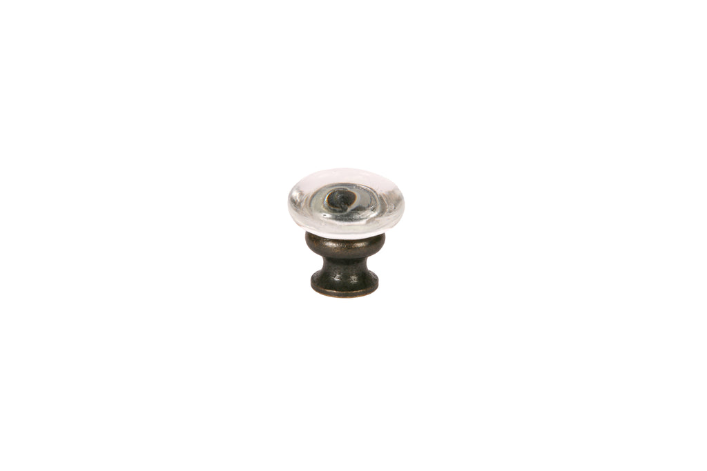 Mushroom Glass Knob by Lew's Hardware - 1-1/8" - Oil-rubbed Bronze - Transparent Clear - New York Hardware