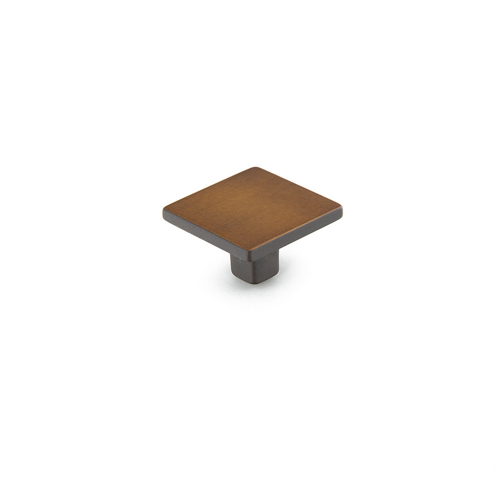 Armadio Square Knob by Schaub - Burnished Bronze - New York Hardware