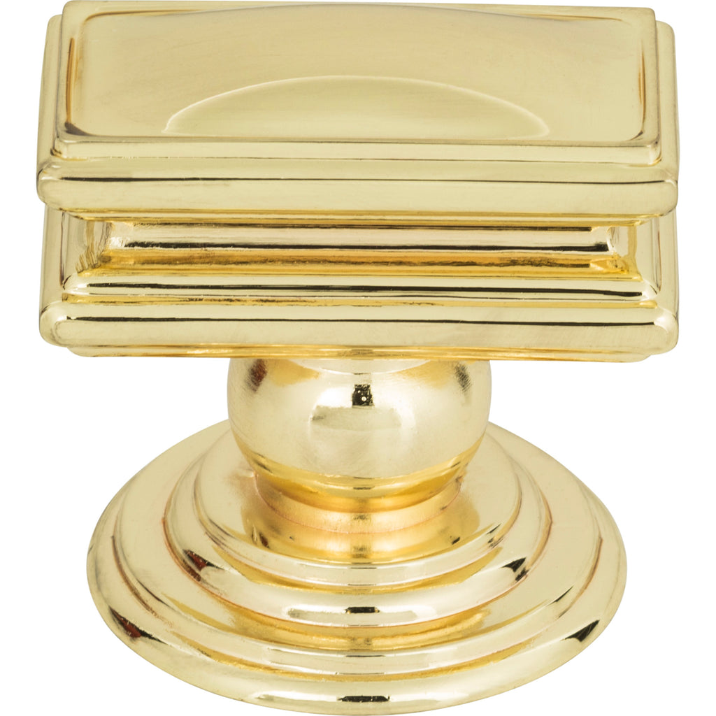 Campaign Rectangle Knob by Atlas - 1-1/2" - Polished Brass - New York Hardware