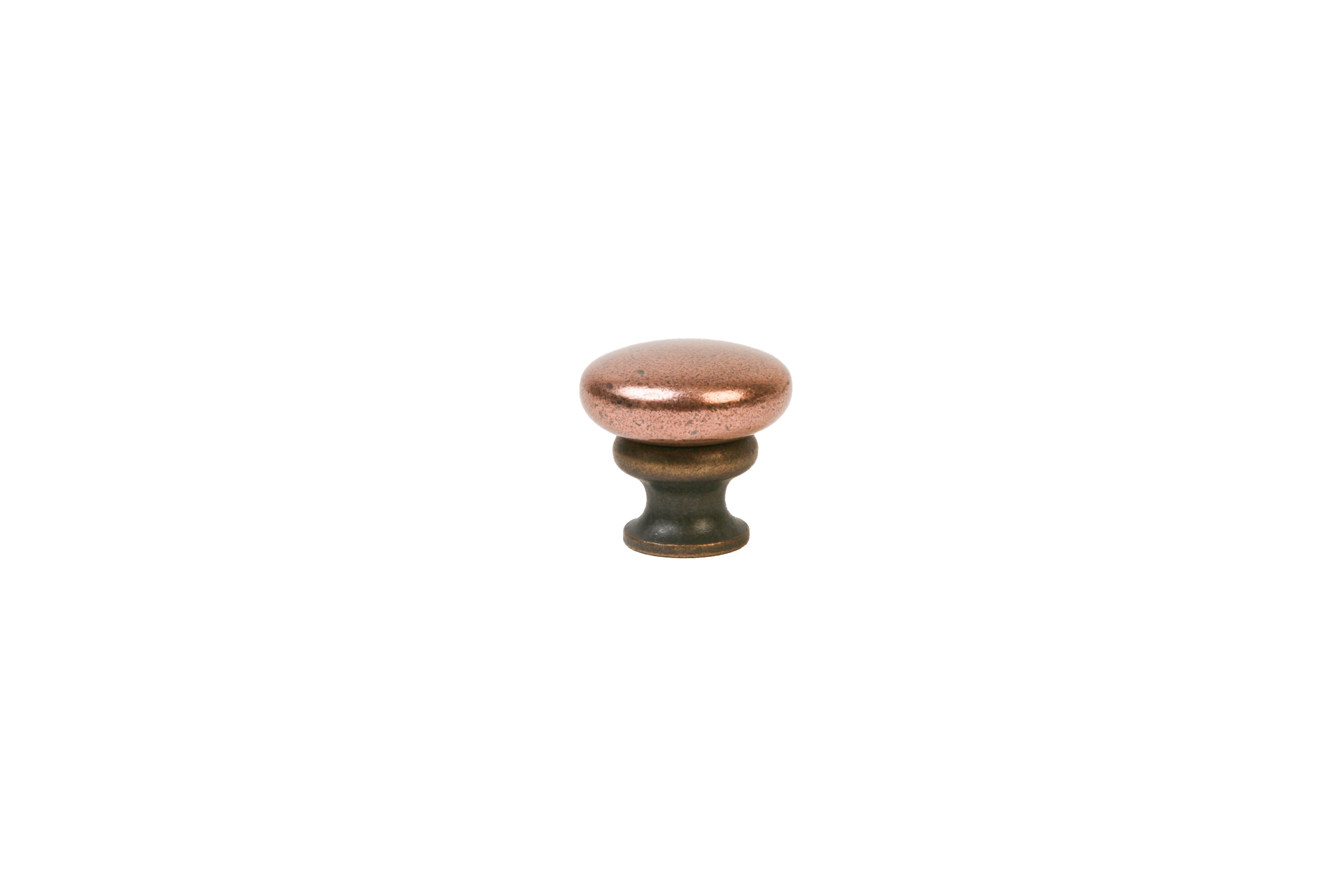 Metal Mushroom Split Finish Knob by Lew's Hardware - 1-1/8" - Oil-rubbed Bronze - Shiny Copper - New York Hardware