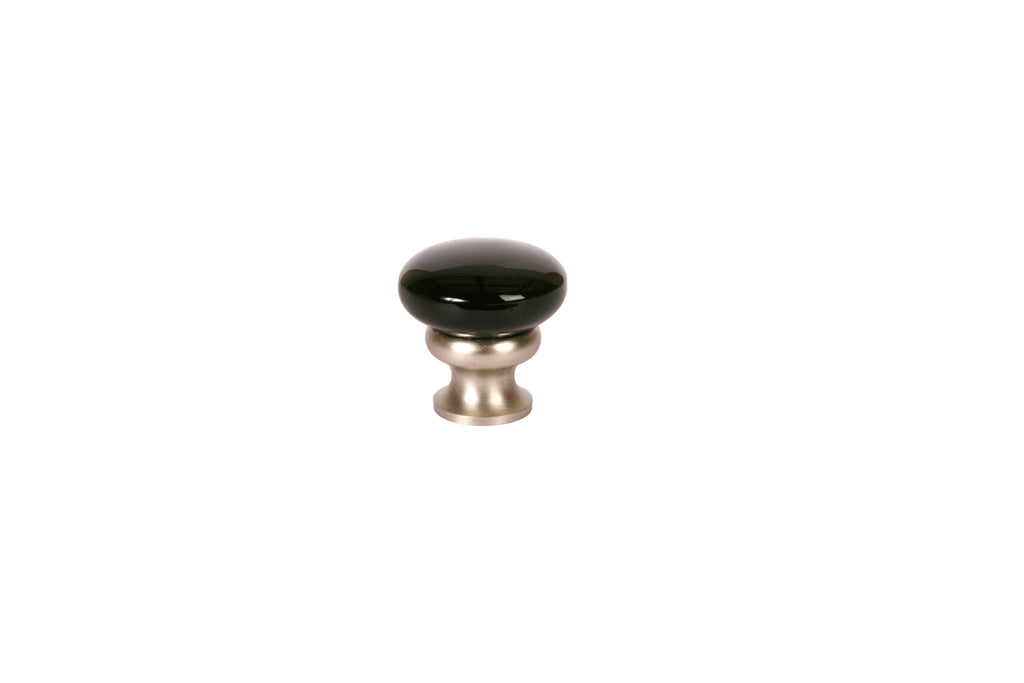 Mushroom Glass Knob by Lew's Hardware - 1-1/8" - Brushed Nickel - Black - New York Hardware