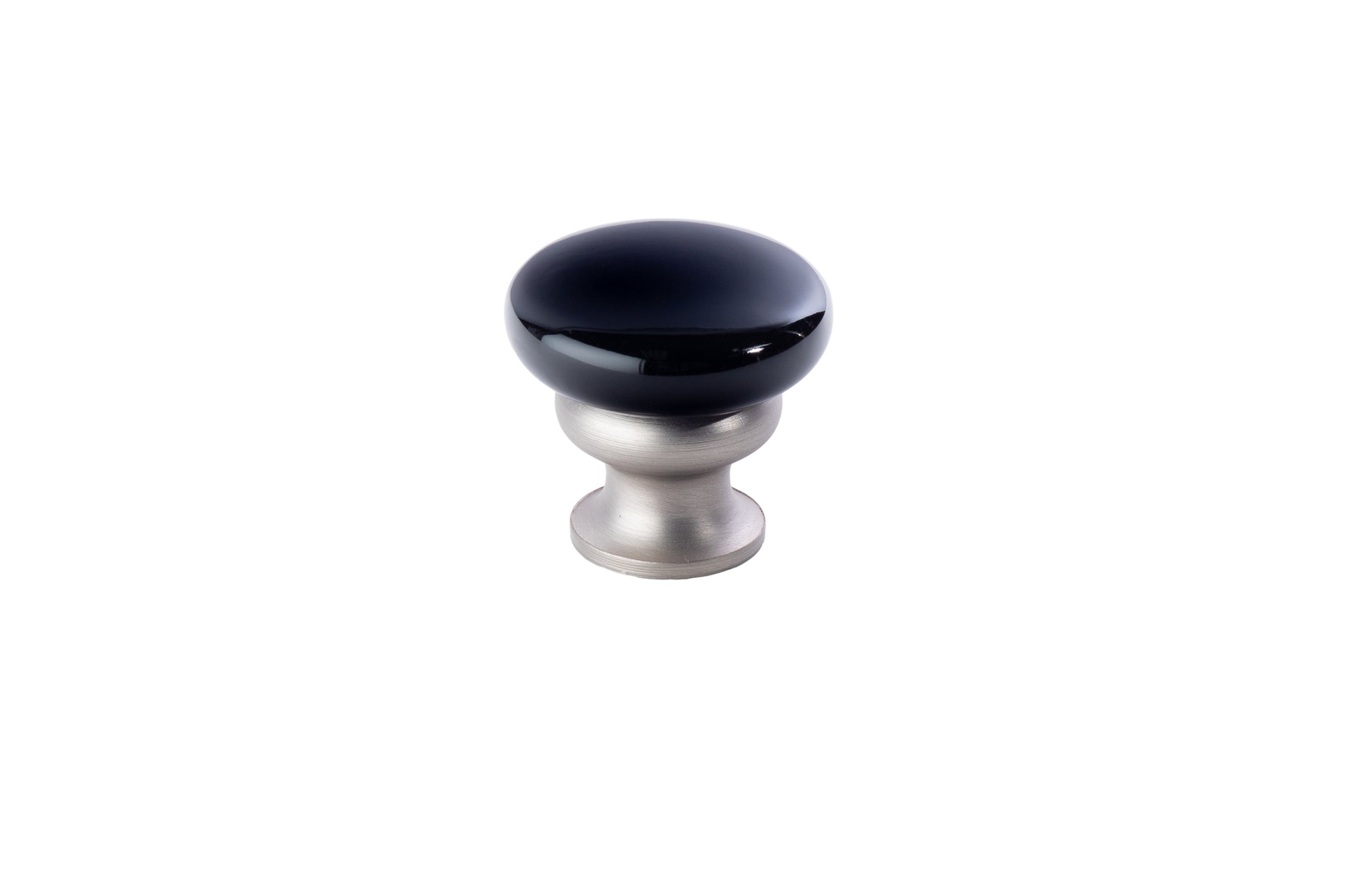Metal Mushroom Split Finish Knob by Lew's Hardware - 1-1/8" - Brushed Nickel - Gloss Black - New York Hardware