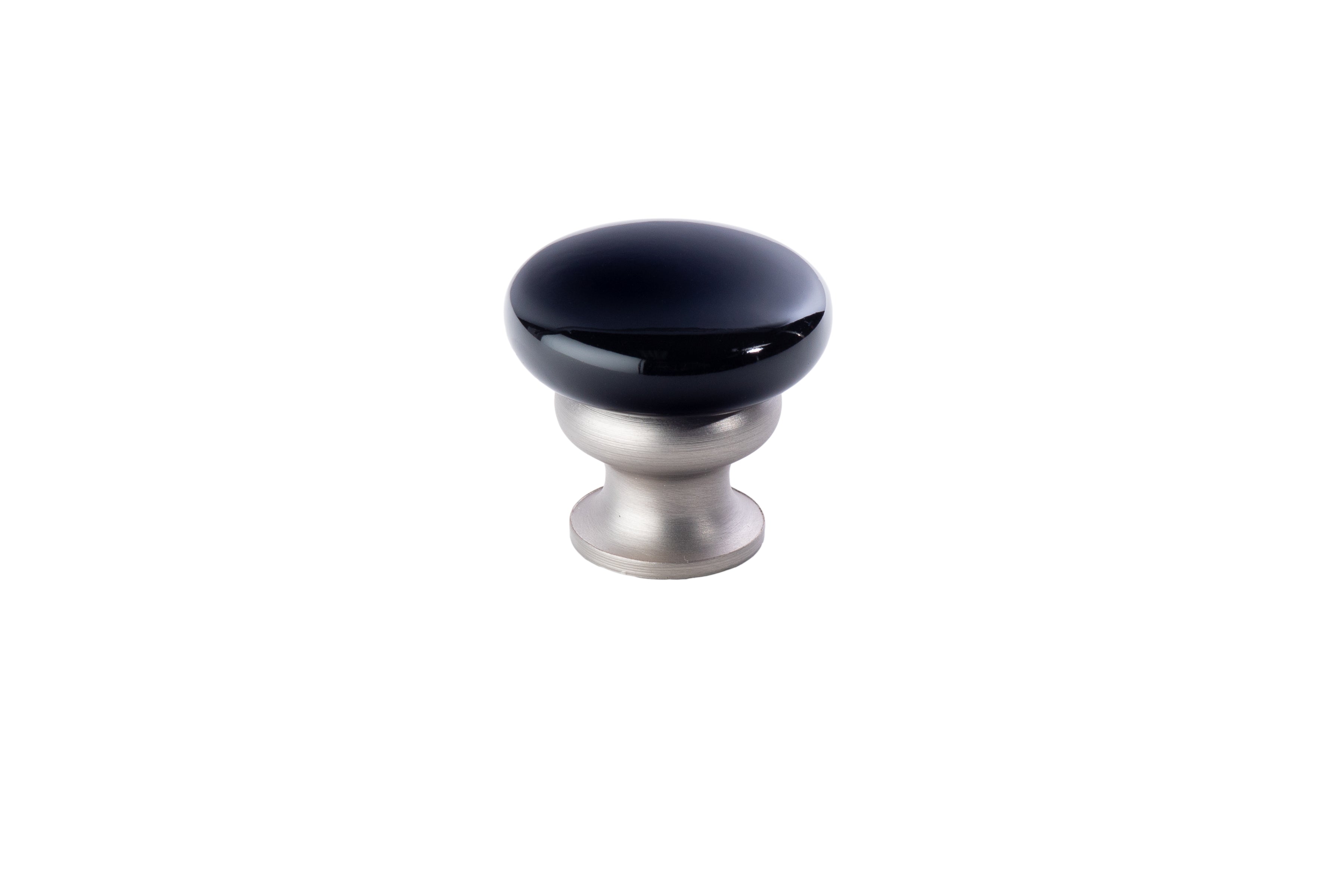 Metal Mushroom Split Finish Knob by Lew's Hardware - 1-1/8" - Brushed Nickel - Gloss Black - New York Hardware