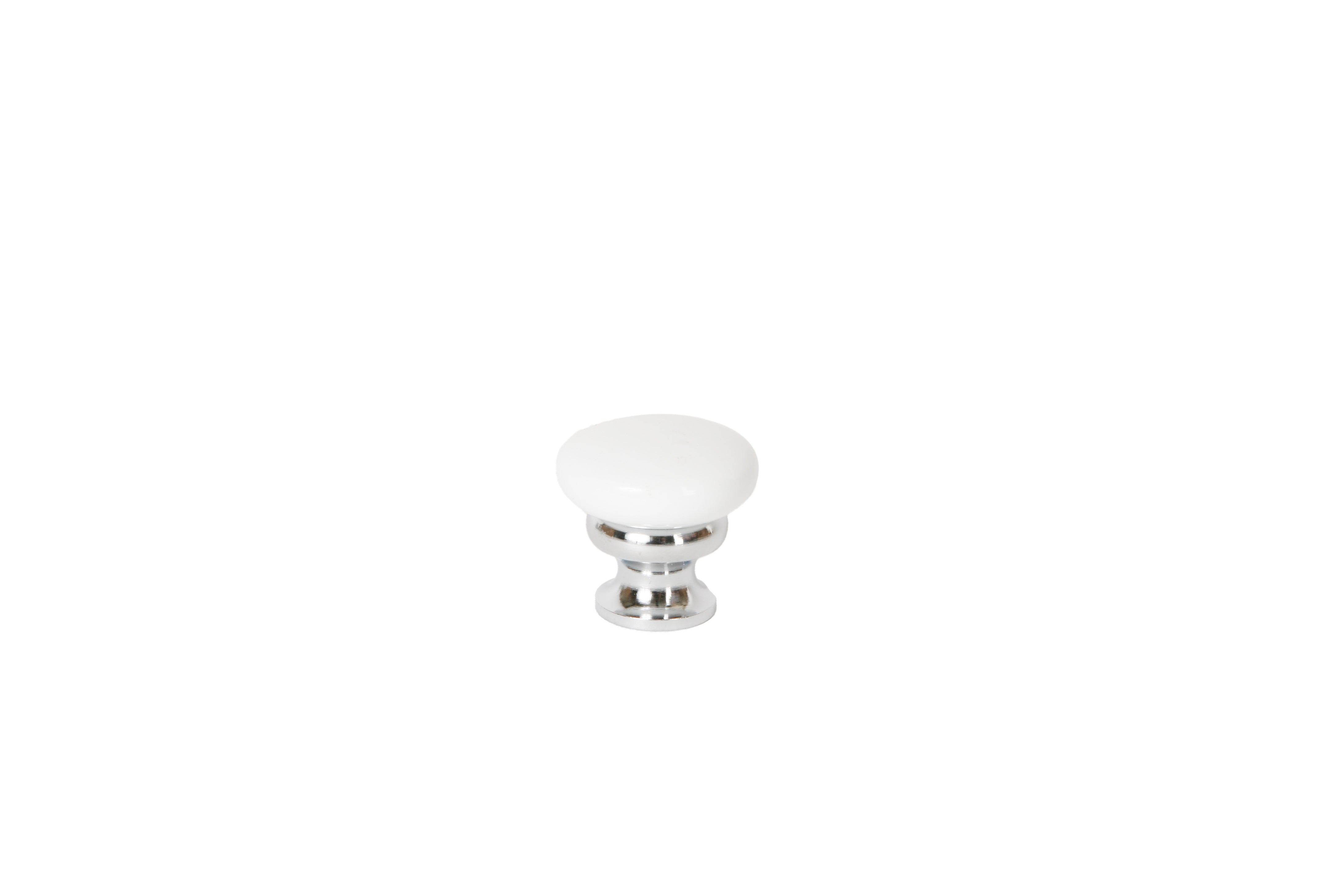 Metal Mushroom Split Finish Knob by Lew's Hardware - 1-1/8" - Polished Chrome - Gloss White - New York Hardware