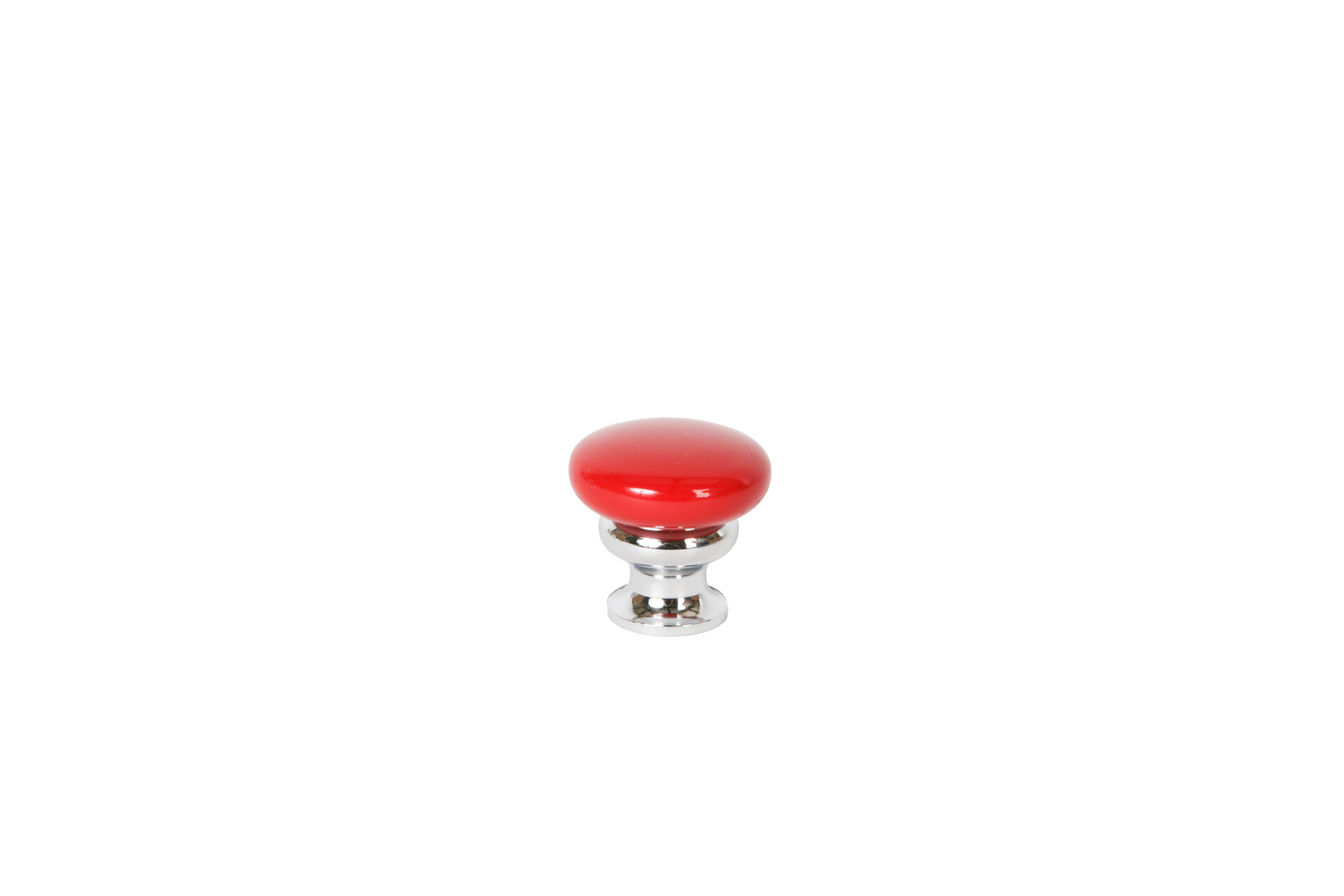 Metal Mushroom Split Finish Knob by Lew's Hardware - 1-1/8" - Polished Chrome - Candy Red - New York Hardware
