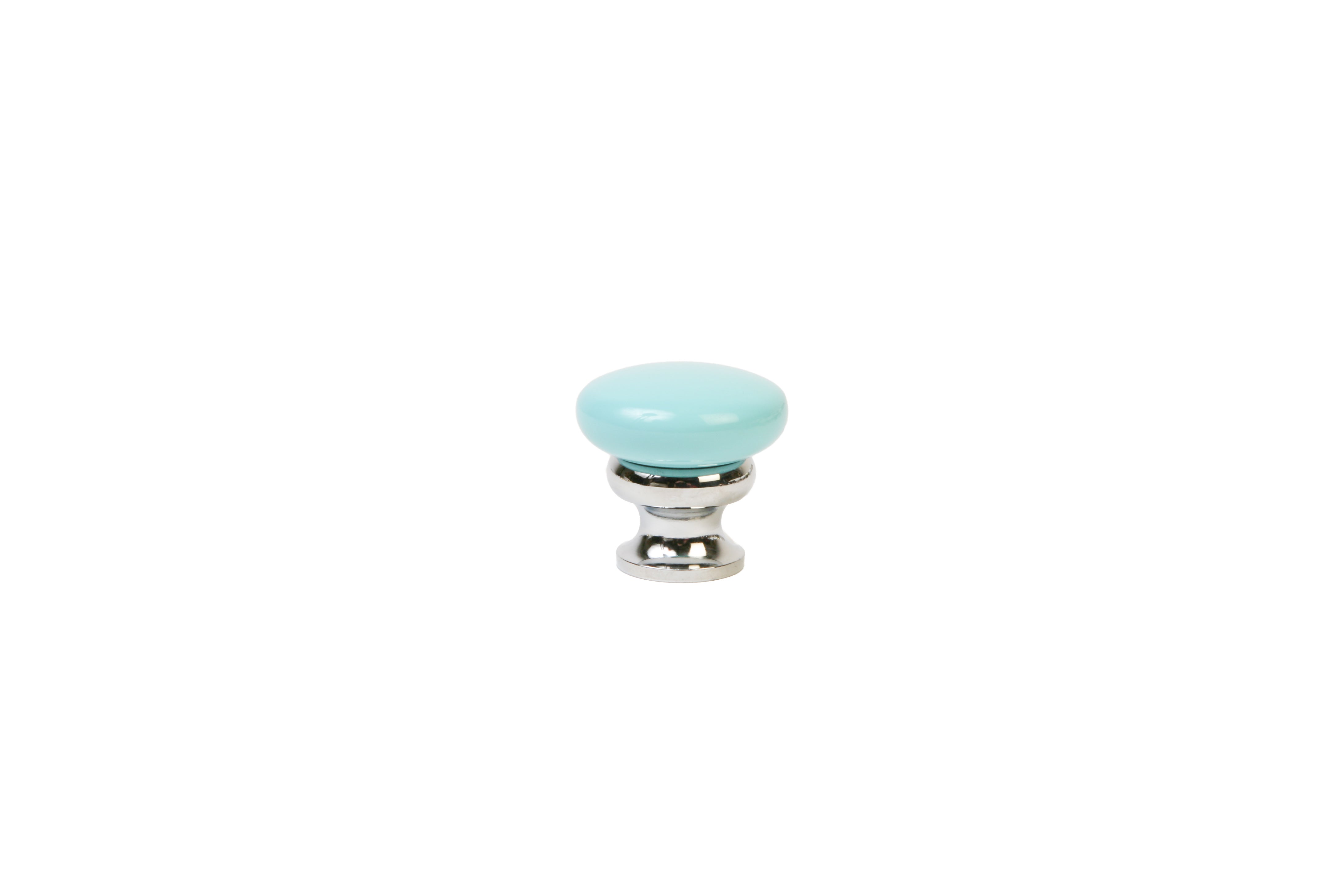 Metal Mushroom Split Finish Knob by Lew's Hardware - 1-1/8" - Polished Chrome - Robin's Egg Blue - New York Hardware