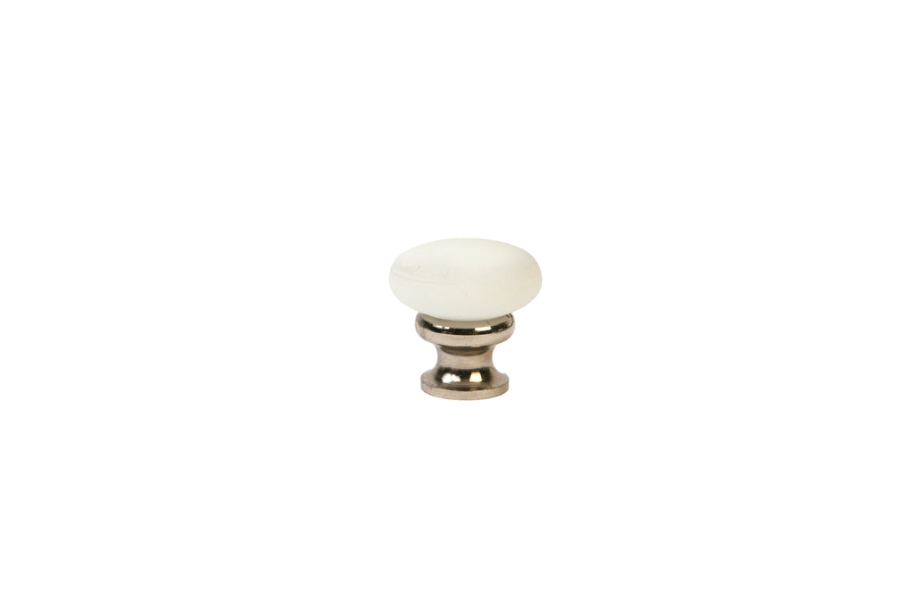 Mushroom Glass Knob by Lew's Hardware - 1-1/8" - Polished Nickel - Frosted White - New York Hardware
