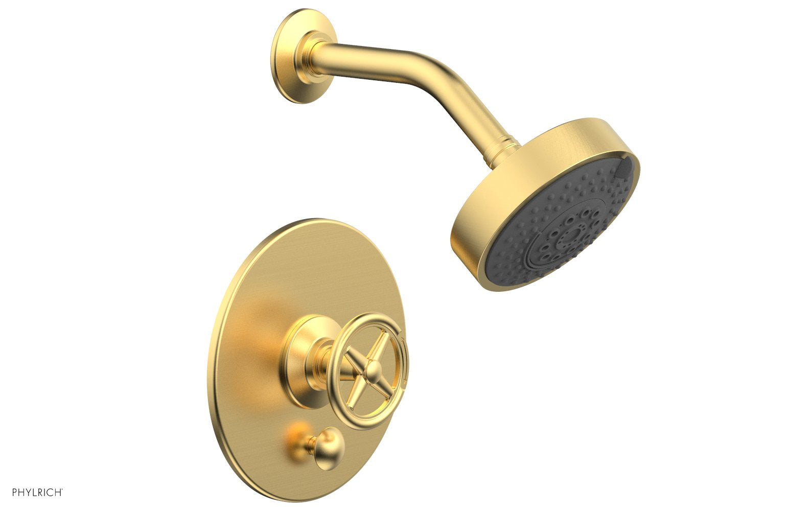 WORKS Pressure Balance Shower and Diverter Set (Less Spout), Cross Handle by Phylrich - Satin Chrome