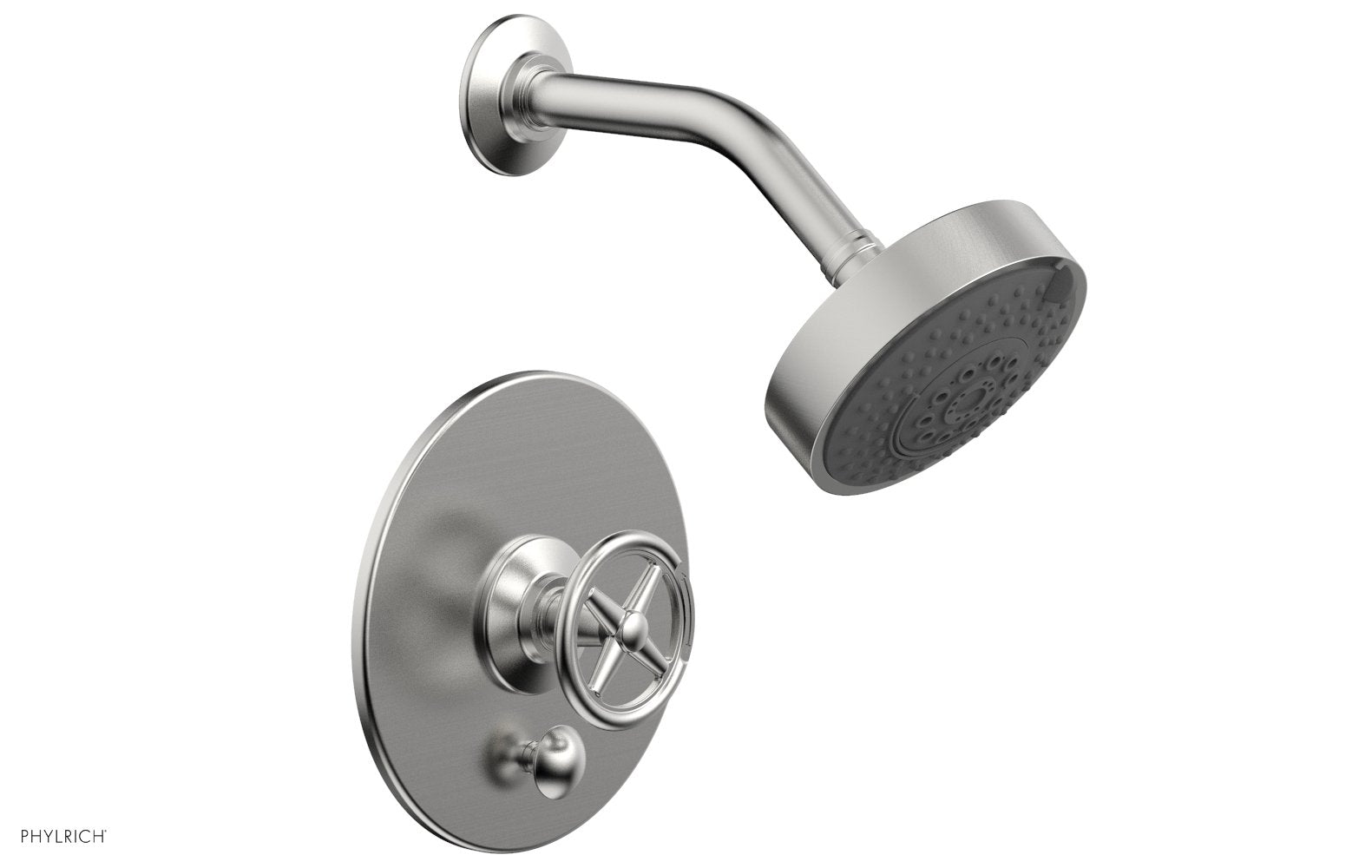 WORKS Pressure Balance Shower and Diverter Set (Less Spout), Cross Handle by Phylrich - Pewter