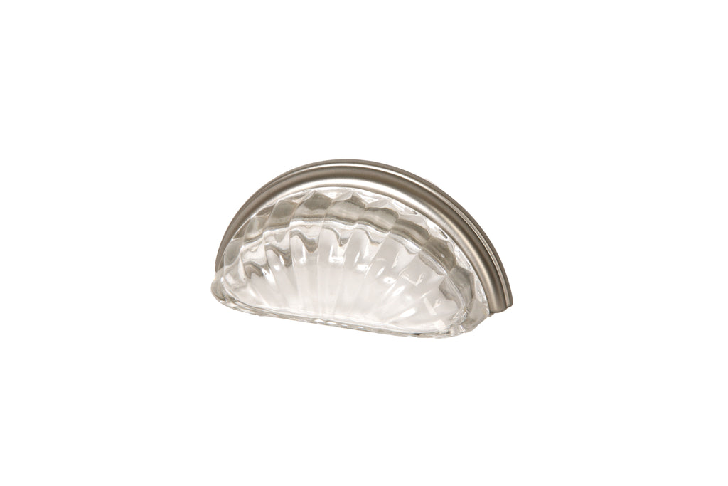 Melon Glass Bin Pull by Lew's Hardware - 3" - Brushed Nickel - Transparent Clear - New York Hardware
