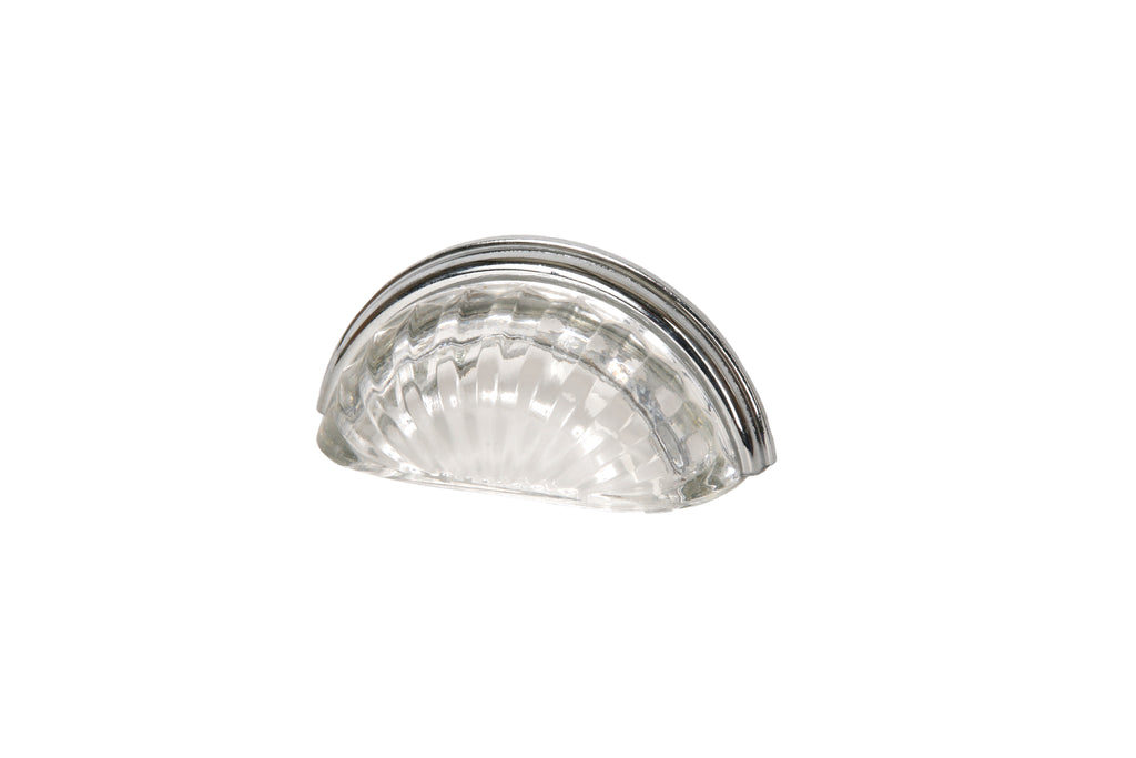 Melon Glass Bin Pull by Lew's Hardware - 3" - Polished Chrome - Transparent Clear - New York Hardware