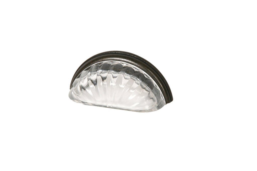 Melon Glass Bin Pull by Lew's Hardware - 3" - Oil-rubbed Bronze - Transparent Clear - New York Hardware