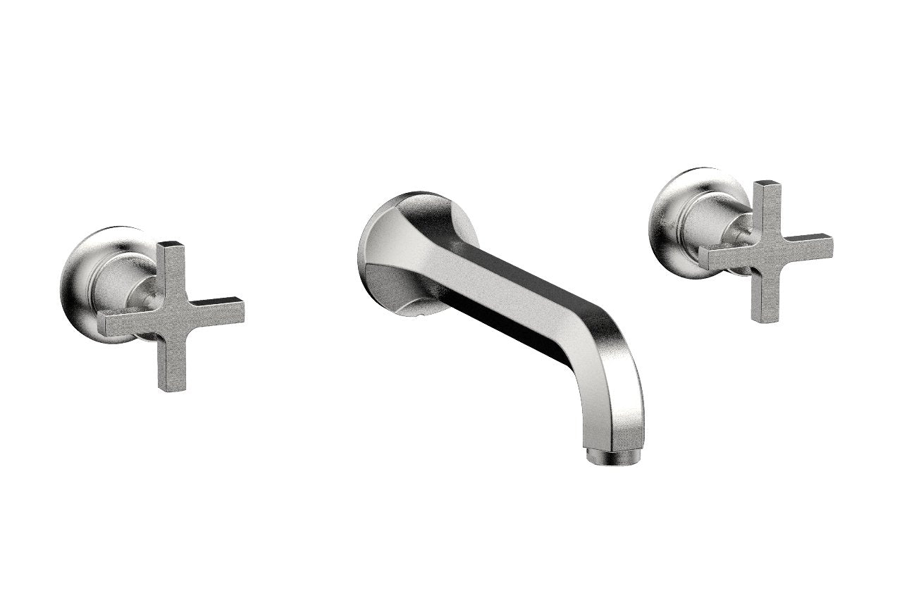 HEX MODERN Wall Lavatory Set   Cross Handles by Phylrich - Satin Chrome