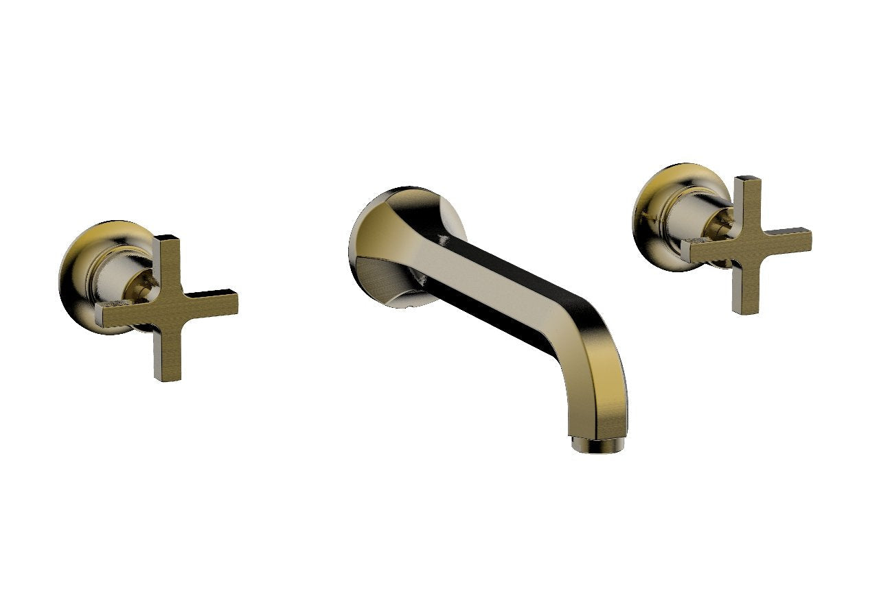 HEX MODERN Wall Lavatory Set   Cross Handles by Phylrich - Antique Brass