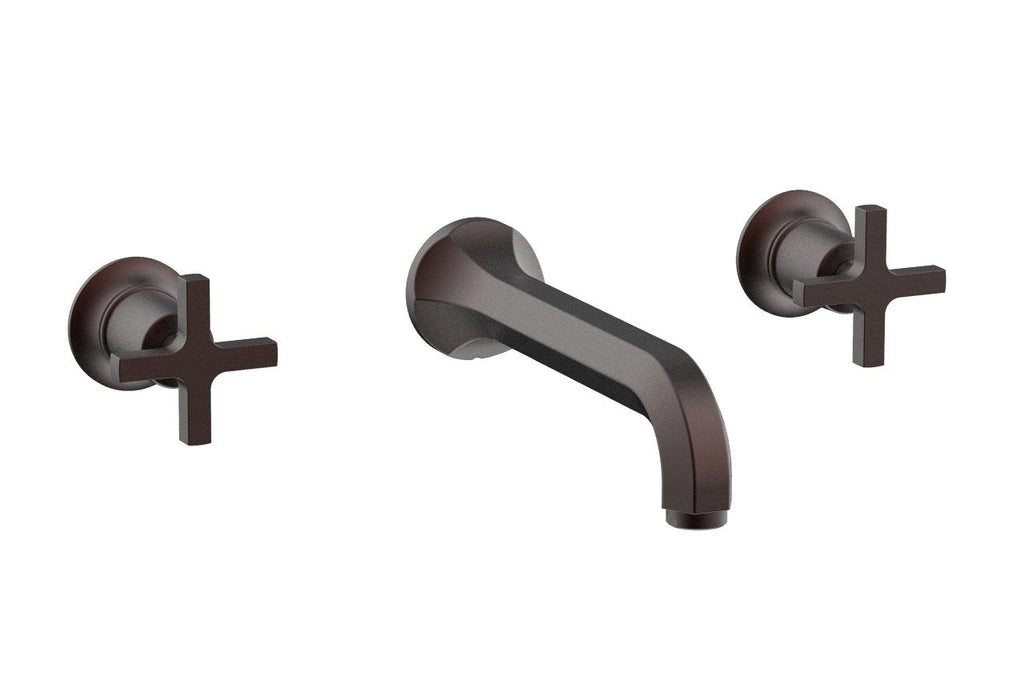 HEX MODERN Wall Lavatory Set   Cross Handles by Phylrich - Weathered Copper