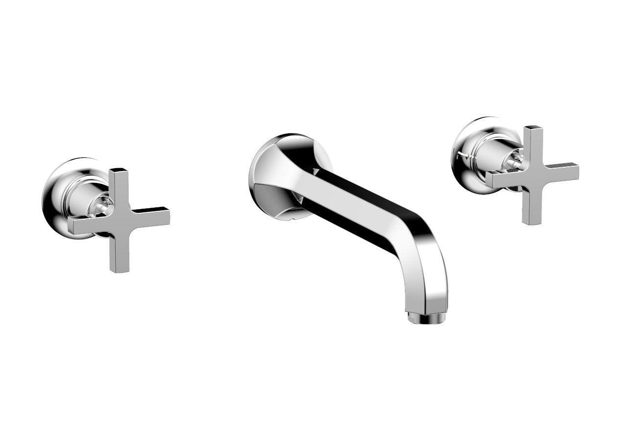 HEX MODERN Wall Lavatory Set   Cross Handles by Phylrich - Satin Brass