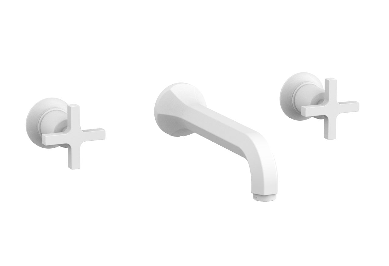 HEX MODERN Wall Lavatory Set   Cross Handles by Phylrich - Satin White