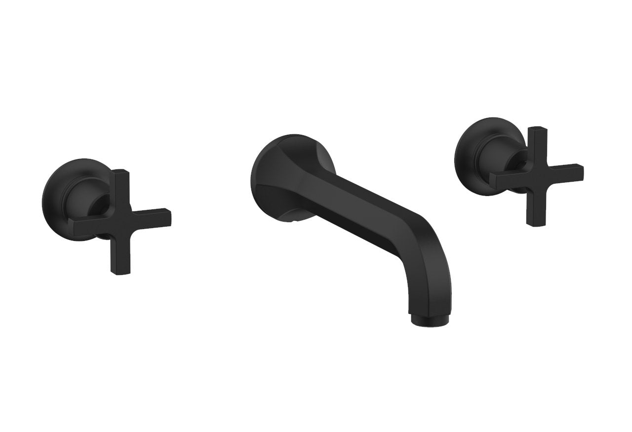 HEX MODERN Wall Lavatory Set   Cross Handles by Phylrich - Matte Black