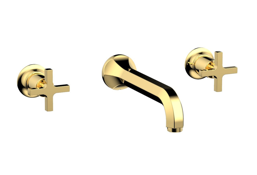 HEX MODERN Wall Lavatory Set   Cross Handles by Phylrich - Polished Gold