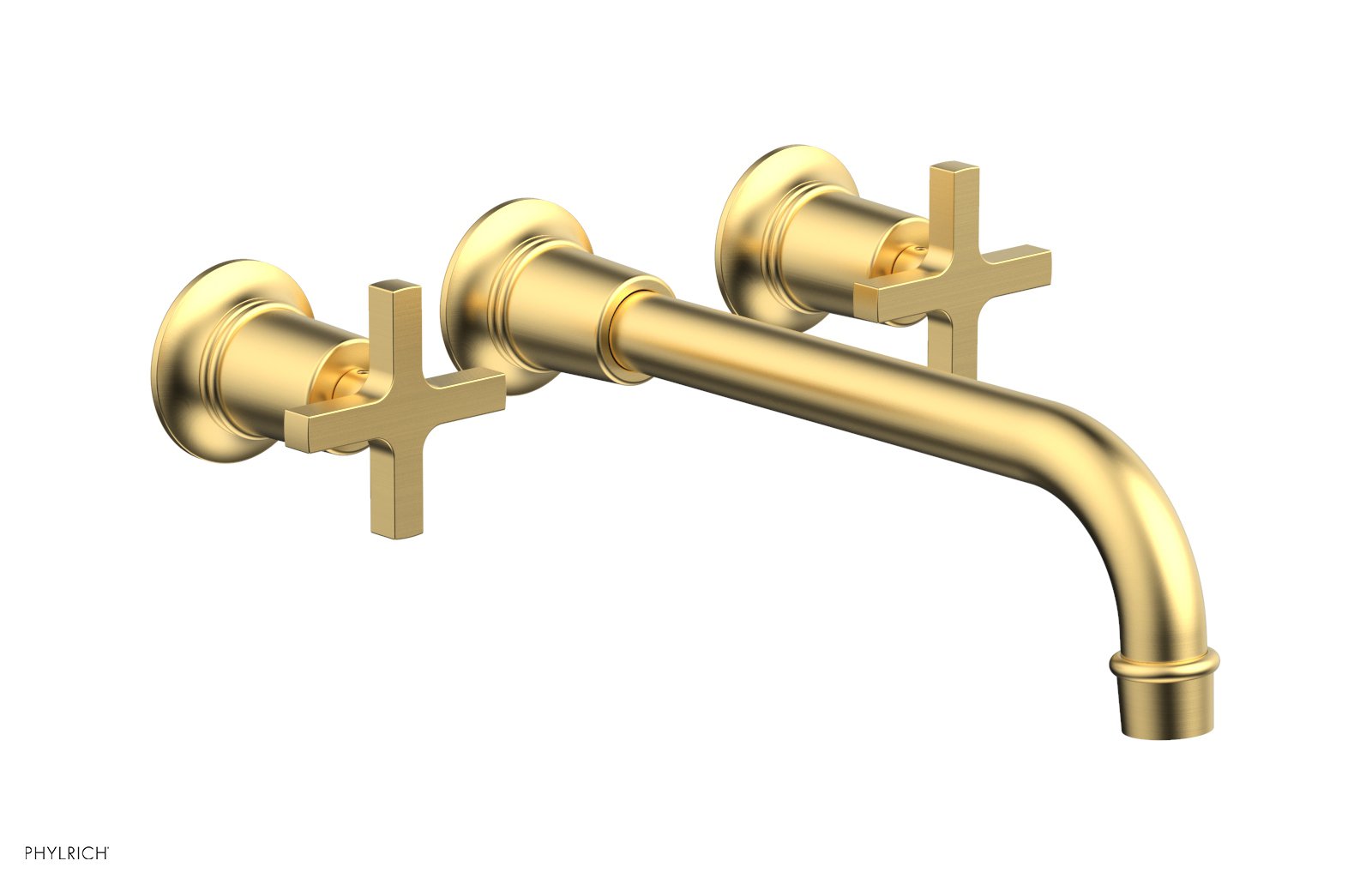 HEX MODERN Wall Lavatory Set 10" Spout   Cross Handles by Phylrich - Burnished Gold