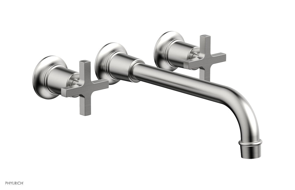 HEX MODERN Wall Lavatory Set 10" Spout   Cross Handles by Phylrich - Satin Chrome