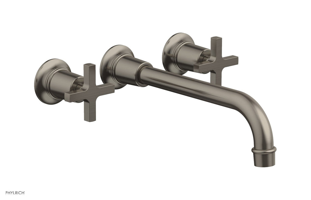 HEX MODERN Wall Lavatory Set 10" Spout   Cross Handles by Phylrich - Pewter