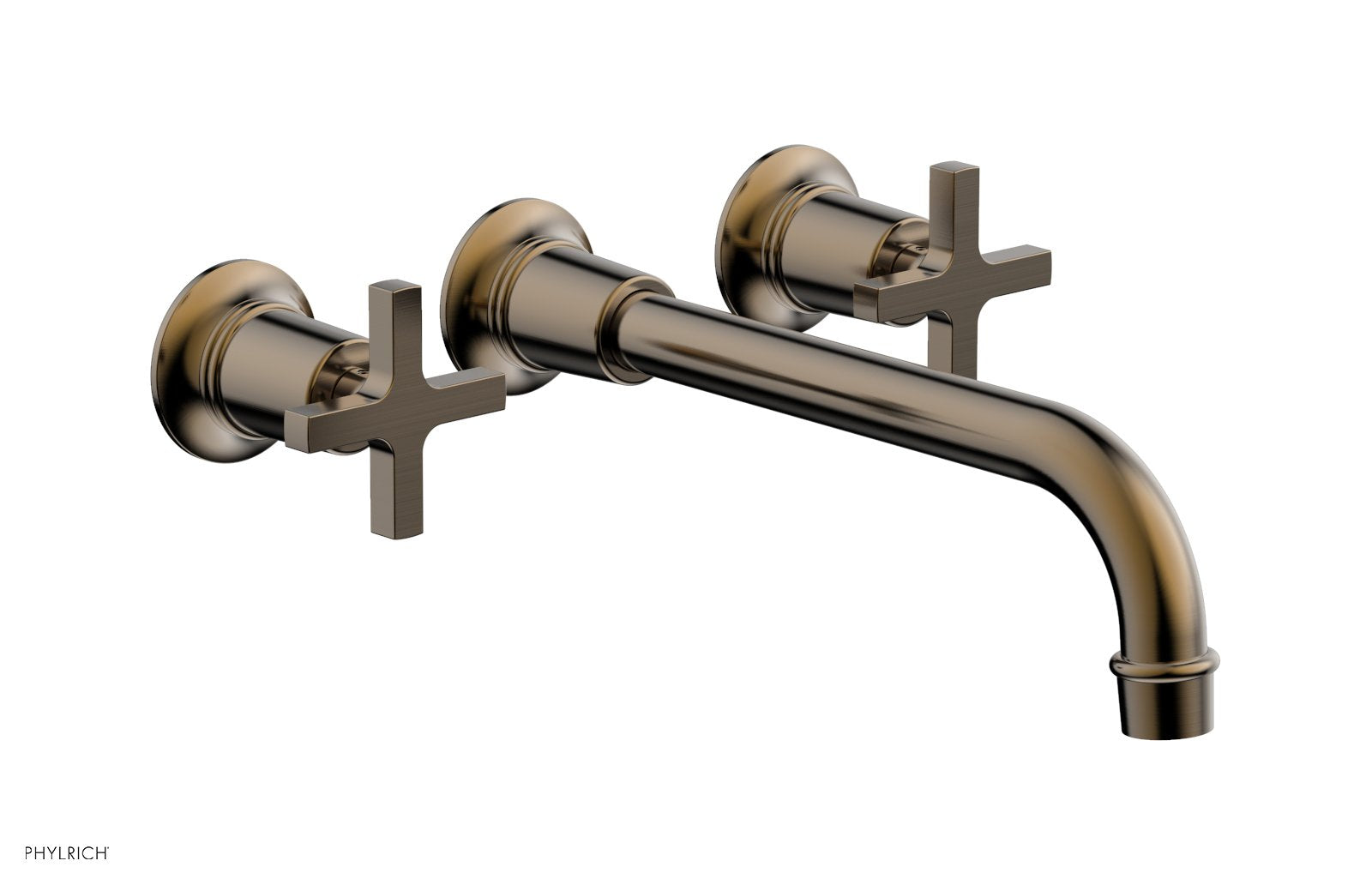 HEX MODERN Wall Lavatory Set 10" Spout   Cross Handles by Phylrich - Antique Brass
