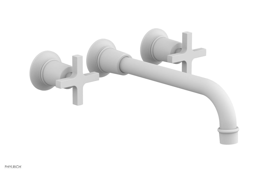 HEX MODERN Wall Lavatory Set 10" Spout   Cross Handles by Phylrich - Satin White
