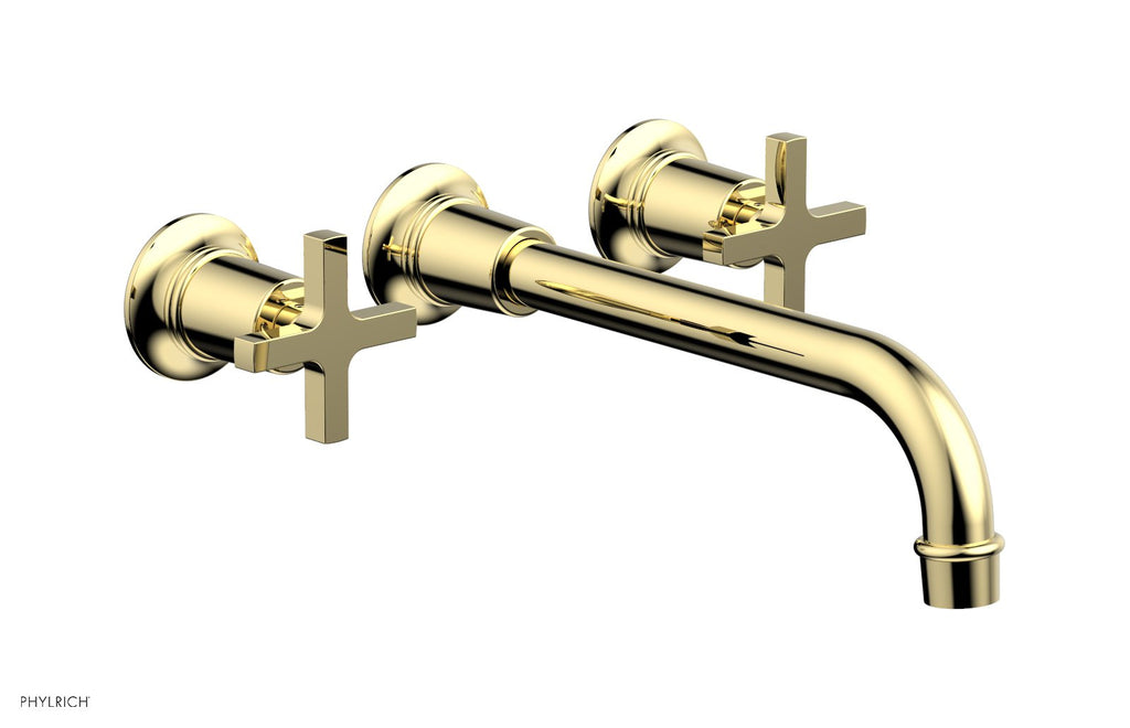 HEX MODERN Wall Lavatory Set 10" Spout   Cross Handles by Phylrich - Polished Brass
