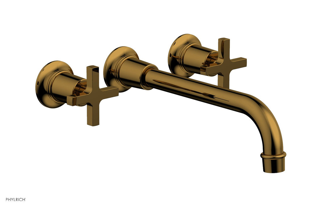 HEX MODERN Wall Lavatory Set 10" Spout   Cross Handles by Phylrich - French Brass