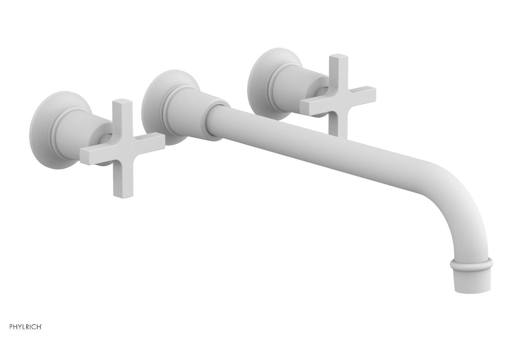 HEX MODERN Wall Lavatory Set 12" Spout   Cross Handles by Phylrich - Satin White