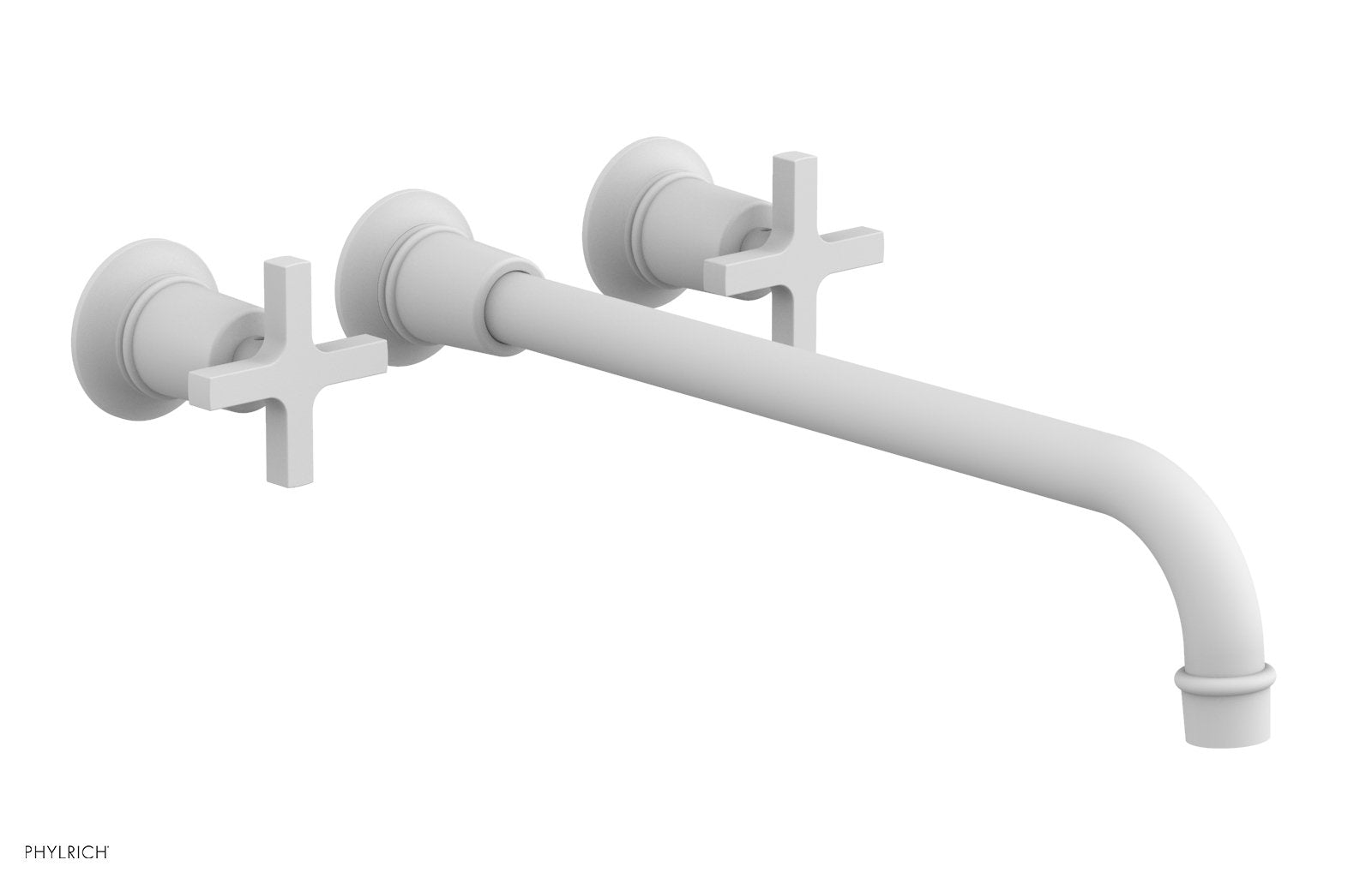 HEX MODERN Wall Lavatory Set 14" Spout   Cross Handles by Phylrich - Satin White