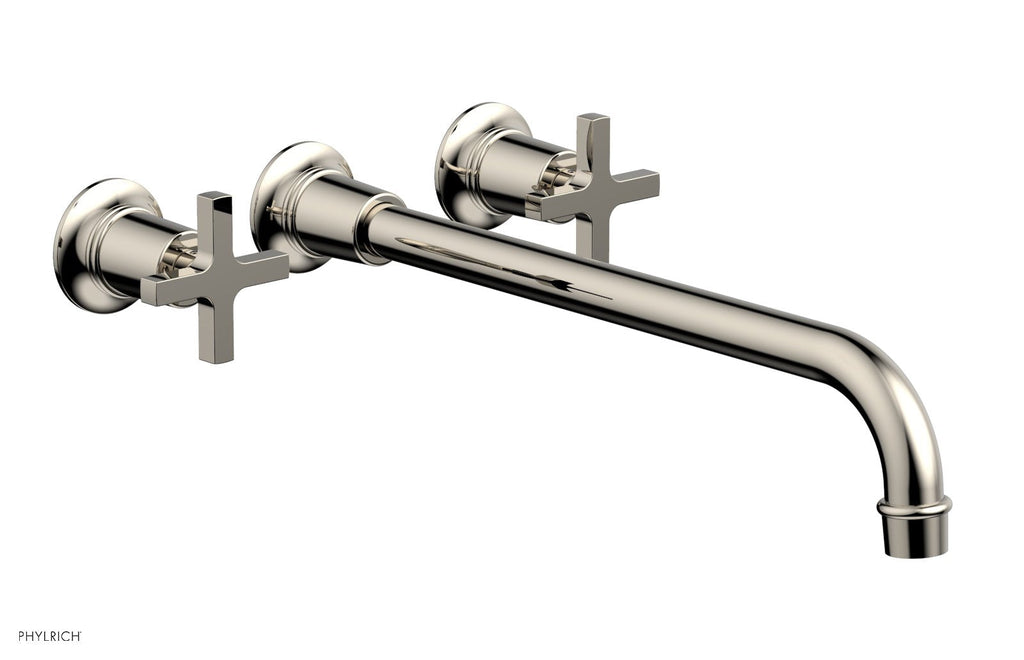 HEX MODERN Wall Lavatory Set 14" Spout   Cross Handles by Phylrich - Polished Nickel