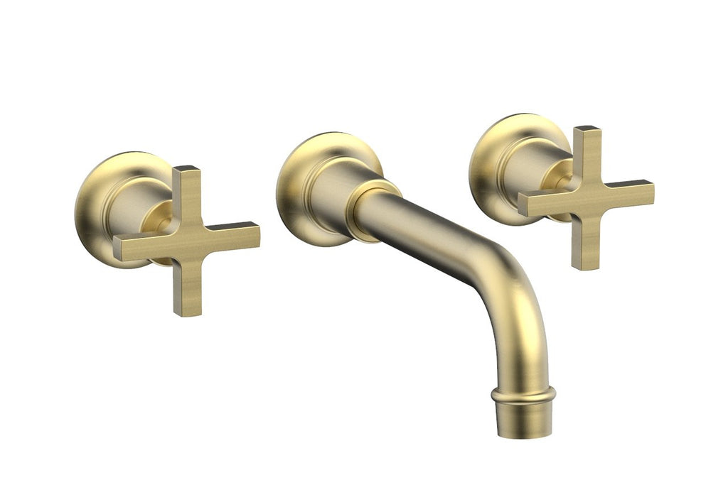 HEX MODERN Wall Lavatory Set 8 1/4" Spout   Cross Handles by Phylrich - Burnished Gold