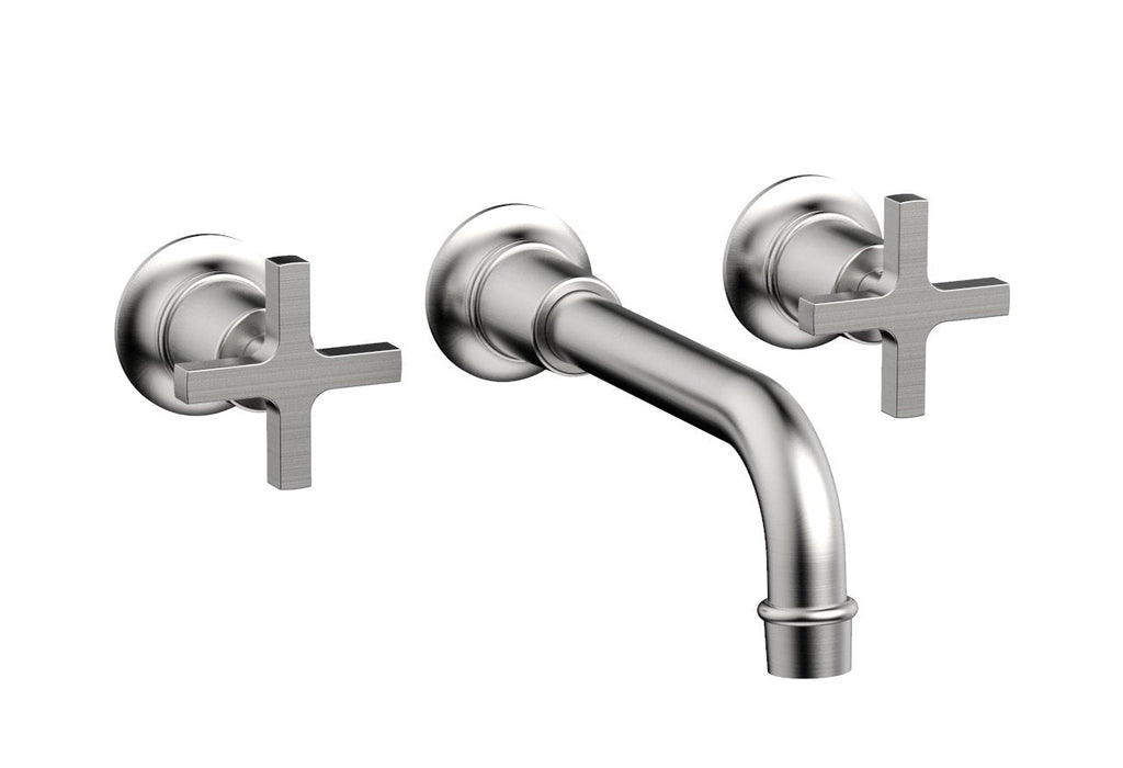 HEX MODERN Wall Lavatory Set 8 1/4" Spout   Cross Handles by Phylrich - Satin Chrome