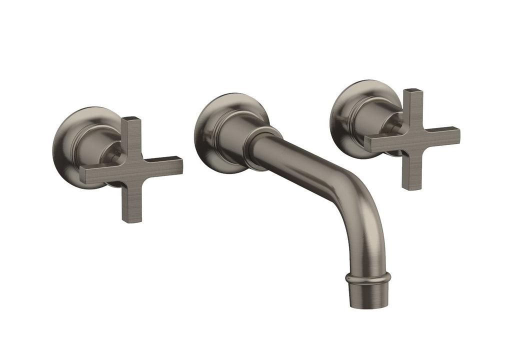 HEX MODERN Wall Lavatory Set 8 1/4" Spout   Cross Handles by Phylrich - Pewter
