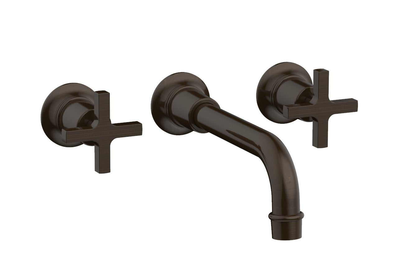 HEX MODERN Wall Lavatory Set 8 1/4" Spout   Cross Handles by Phylrich - Antique Bronze
