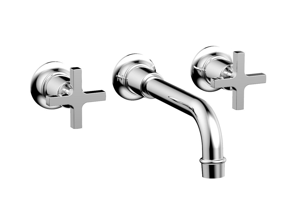 HEX MODERN Wall Lavatory Set 8 1/4" Spout   Cross Handles by Phylrich - Polished Chrome